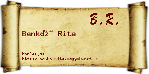 Benkő Rita névjegykártya