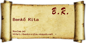 Benkő Rita névjegykártya