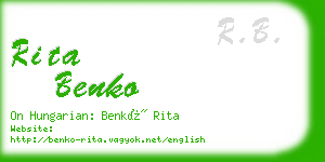 rita benko business card